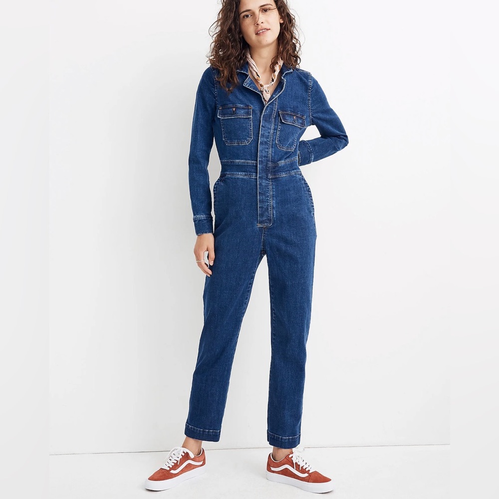 Madewell Denim Slim Coverall Jumpsuit in Stanwick Wash Size 10